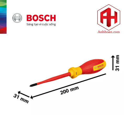Bosch Tua vít cách điện 1000V VDE đầu chữ thập PH1 1600A02NB8