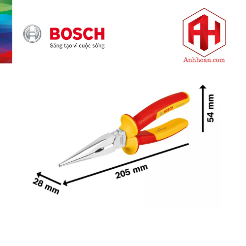 Bosch Kềm mũi nhọn cách điện 1000V VDE 200 mm 1600A02NE3