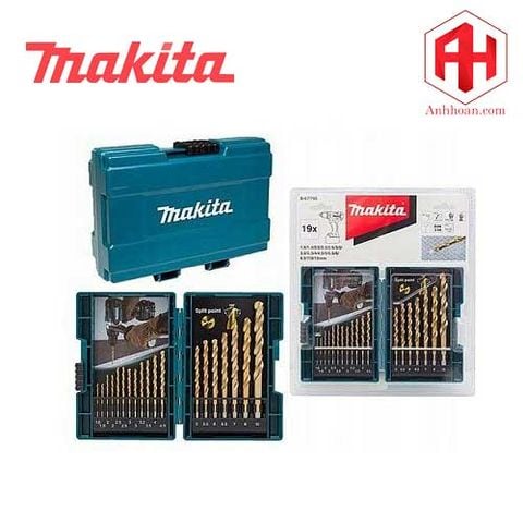 B-67795 Makita Bộ mũi khoan kim loại HSS-Tin bộ 19 mũi (1.5mm - 10mm)