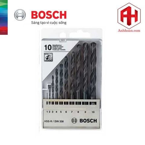 Bộ 10 mũi khoan Bosch HSS-R DIN338