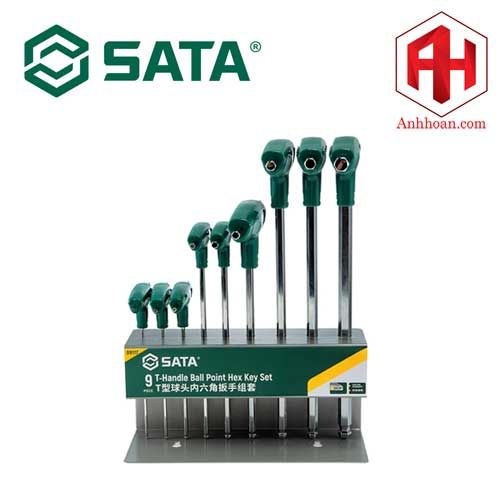 Bộ lục giác tay cầm chữ T đầu bi 9 chi tiết SATA 09117