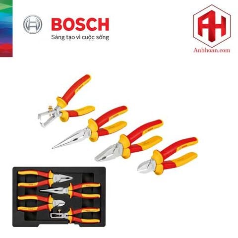 Bosch Bộ kềm cách điện 1000V VDE 4 món 1600A02NG1