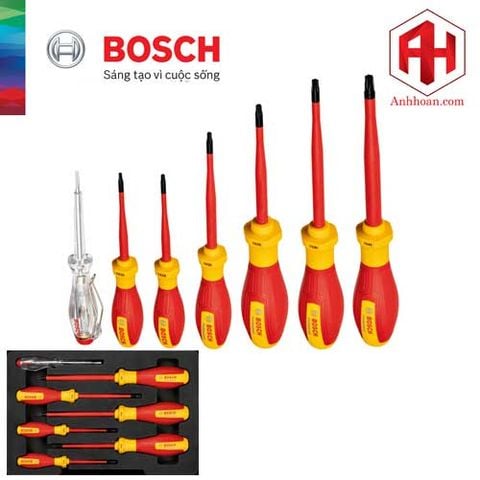 Bosch Bộ tua vít cách điện VDE 7 món đầu bông hoa thị TX 1600A02NF8