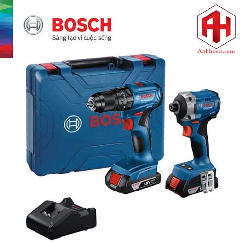 Combo Máy khoan và vặn vít dùng pin Bosch 18V GSB 185-LI & GDR 18V-215 (SET 2x2Ah)
