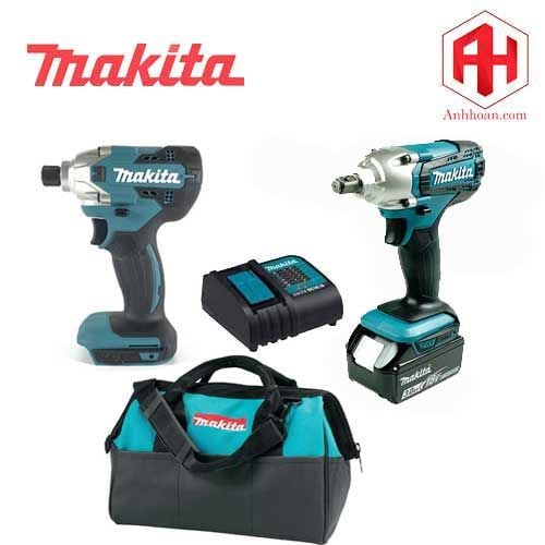 Combo 18V Makita vặn vít bu lông DTD156 và DTW190 (2 máy, 1 pin, 1 sạc)