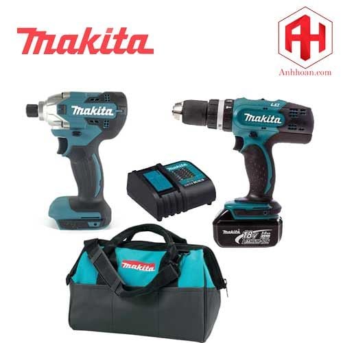 Combo 18V Makita khoan vặn vít DTD156 và DHP453 (2 máy, 1 pin, 1 sạc)