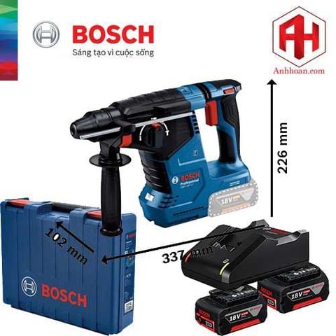 Máy khoan bê tông dùng pin 18V Bosch GBH 187-LI (SET 2x4Ah)