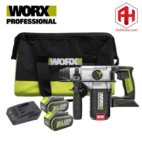 Máy khoan bê tông pin 20V WORX WU388 (SET 2x4Ah)