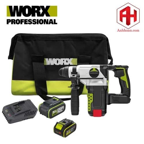 Máy khoan bê tông pin 20V WORX WU389.X (SET 2x4Ah)