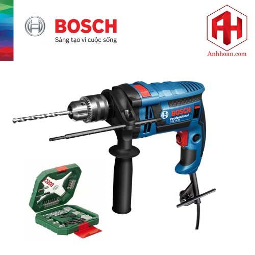 Máy khoan động lực Bosch GSB 16 RE + Bộ Xline 34 chi tiết