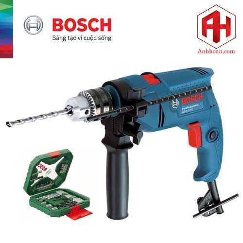 Máy khoan động lực Bosch GSB 550 + Bộ Xline 34 chi tiết