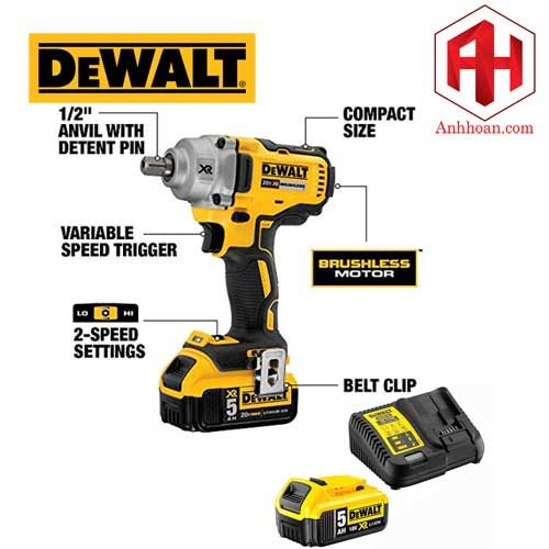 Máy vặn bulong dùng pin DeWALT 18V DCF894P2-B1 (SET 5Ah)