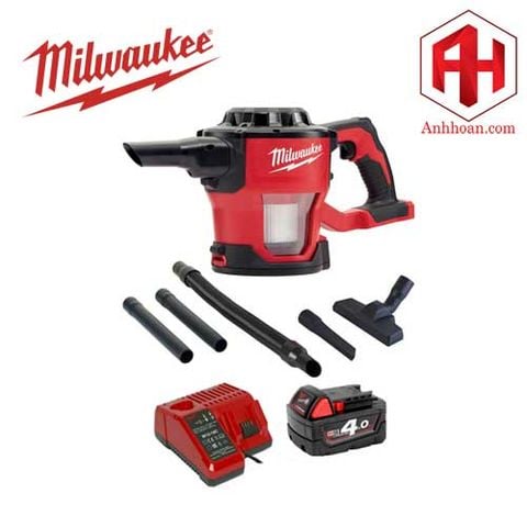 Milwaukee Bộ Máy hút bụi cầm tay đa năng pin 18V M18 CV-401 (SET 1x4Ah)