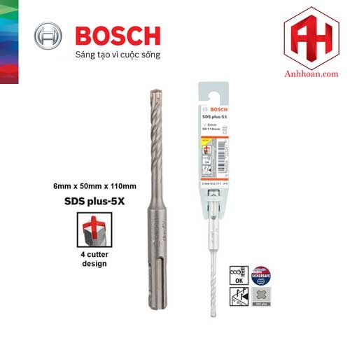 Mũi khoan bê tông Bosch SDS Plus5x (6/50/110mm) 2608833777