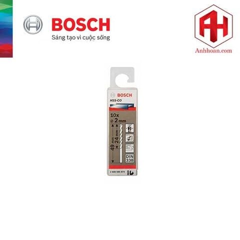Bộ mũi khoan Inox Bosch HSS-Co 2mm (10 mũi)