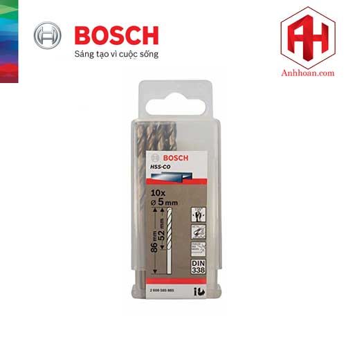 Bộ mũi khoan Inox Bosch HSS-Co 5mm (10 mũi) 2608585885