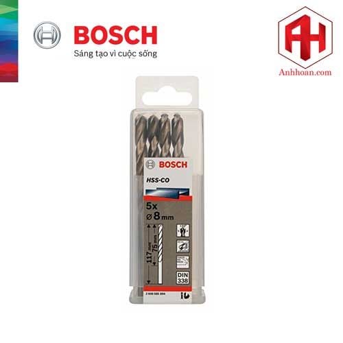 Bộ mũi khoan Inox Bosch HSS-Co 8mm (5 mũi) 2608585894