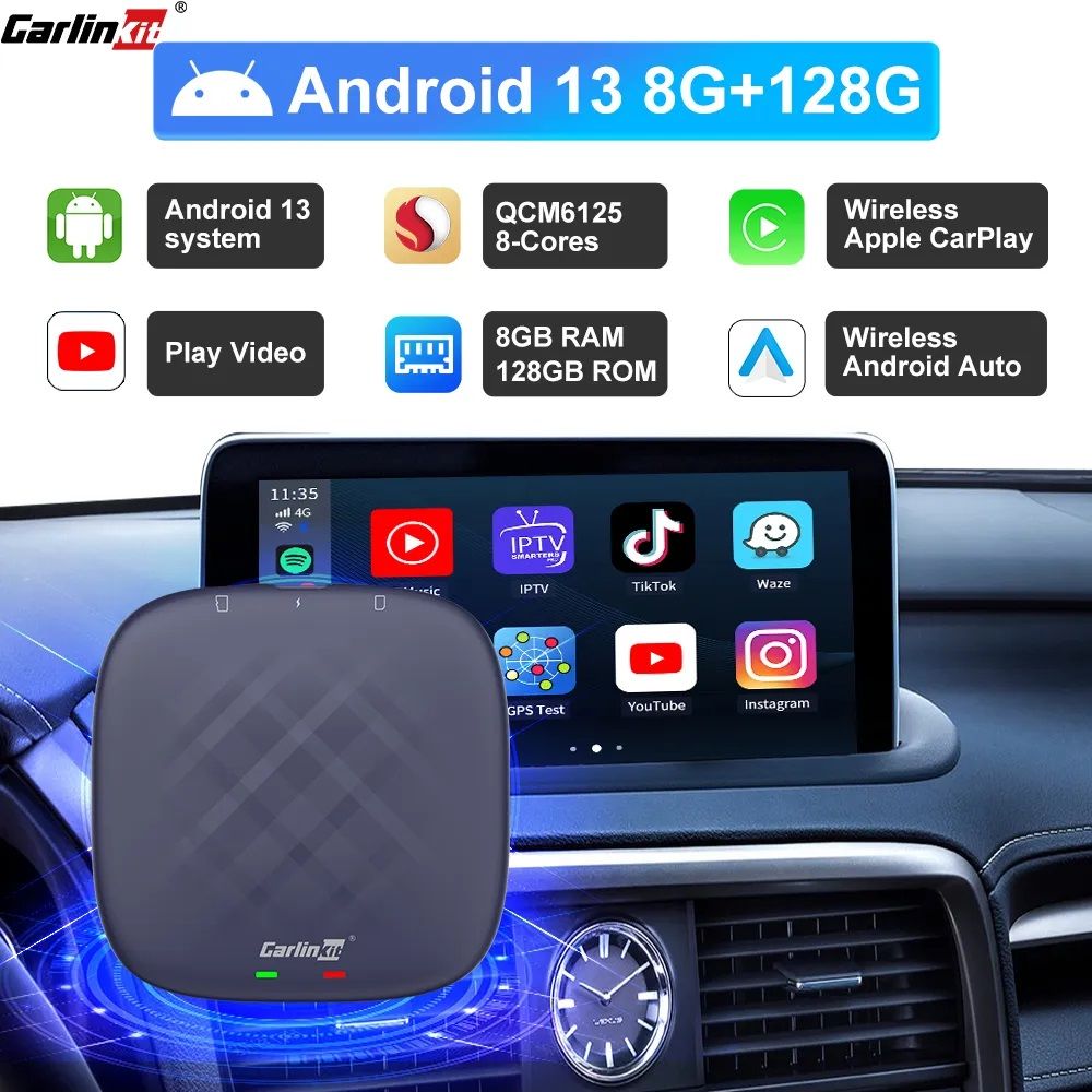 SDM660 CarlinKit CarPlay Ai Box Android 13 TV Box for Netflix