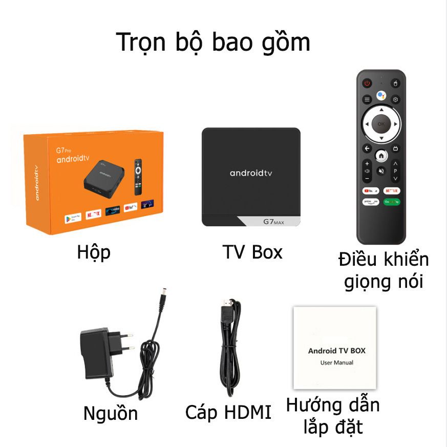 TV Box G7 Max Android TV 11 RAM 4G + 64G LAN 1000M Điều Khiển Bằng Giọng Nói