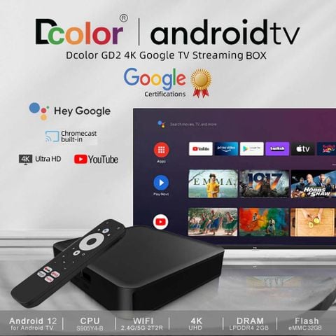 DColor GD2 Amlogic S905Y4-B Wifi 6 GoogleTV 12 - New 2025