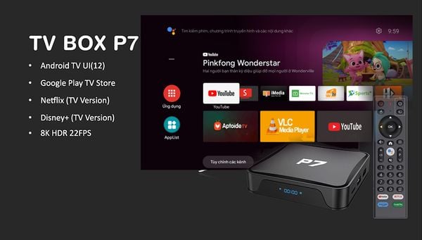 Tivi Box P7 Android TV 12 – CPU H618, Wifi 6, Bluetooth 5.0 New 2025