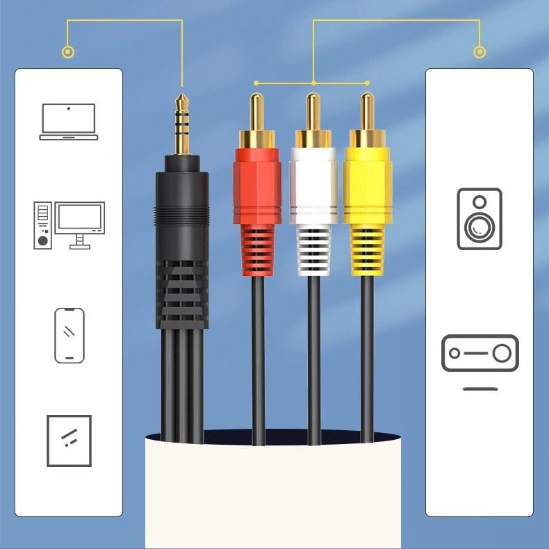 Cáp AV với một đầu cắm 3.5mm và 3 đầu hoa sen dài 1m5