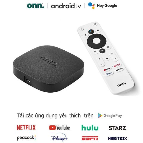 Onn TV Box. Thiết Bị Phát Trực Tuyến Androidtv 10 Điều Khiển Giọng Nói