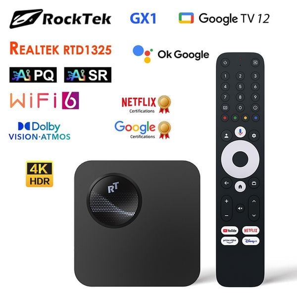TV Box RockTek GX1 UHD Google TV 12 New 2025