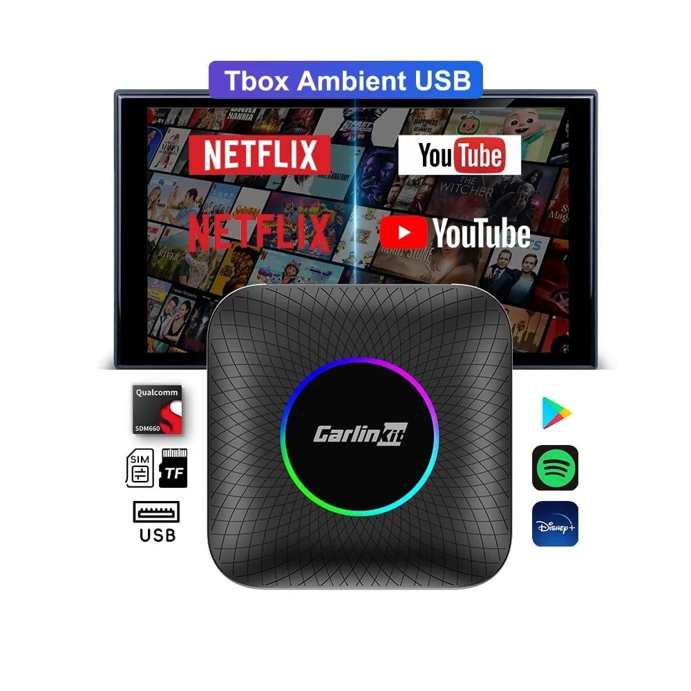 SDM660 CarlinKit CarPlay Ai Box Android 13 TV Box for Netflix