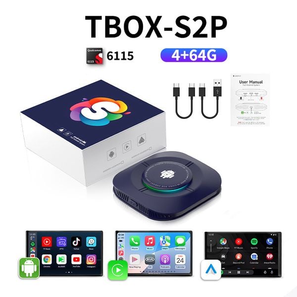 Carlinkit TBox S2P – Android Box Ô Tô | CarPlay Không Dây | Mới 2025