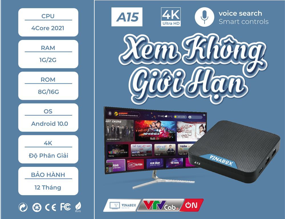 TV Box Vinabox A15B RAM 2GB Android TV 10