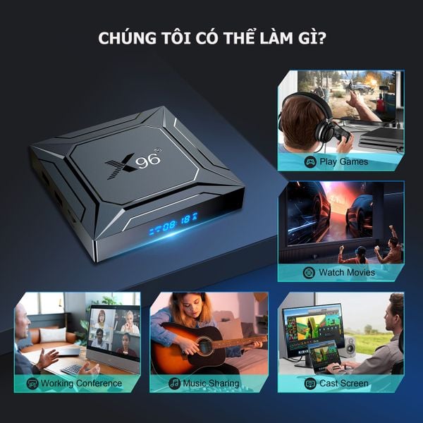 TV Box X96 M200 AI - Android 14, LAN 1000M, AI-SR Nâng Cấp Hình Ảnh New 2025