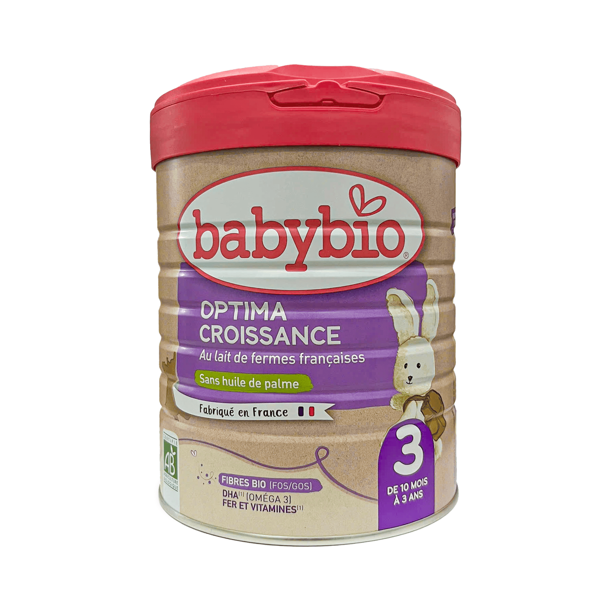Sữa bò hữu cơ tăng trưởng Babybio số 3 dòng Optima bổ sung lợi khuẩn 800g (10 - 36 tháng)