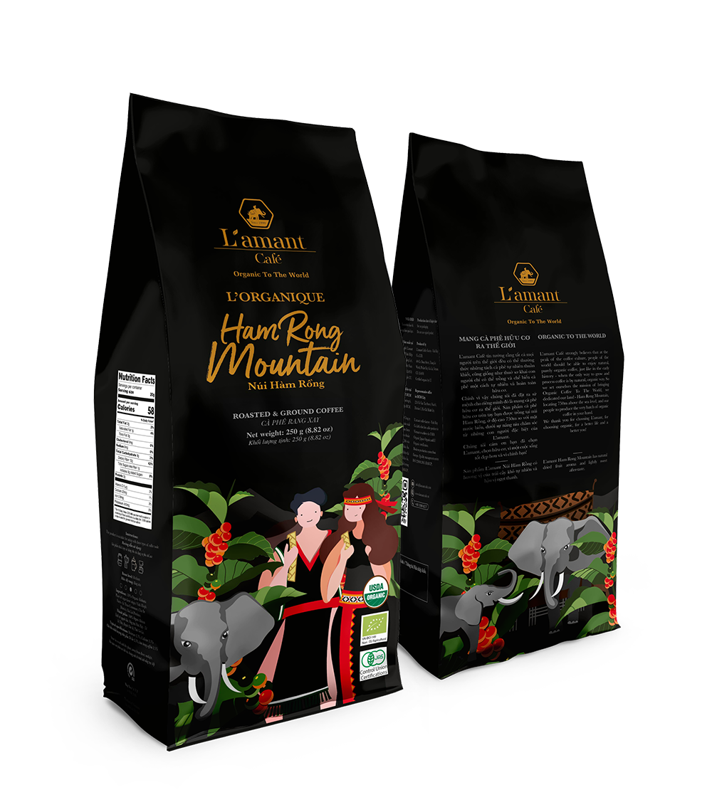 Cà phê xay hữu cơ núi Hàm Rồng L'amant 250g