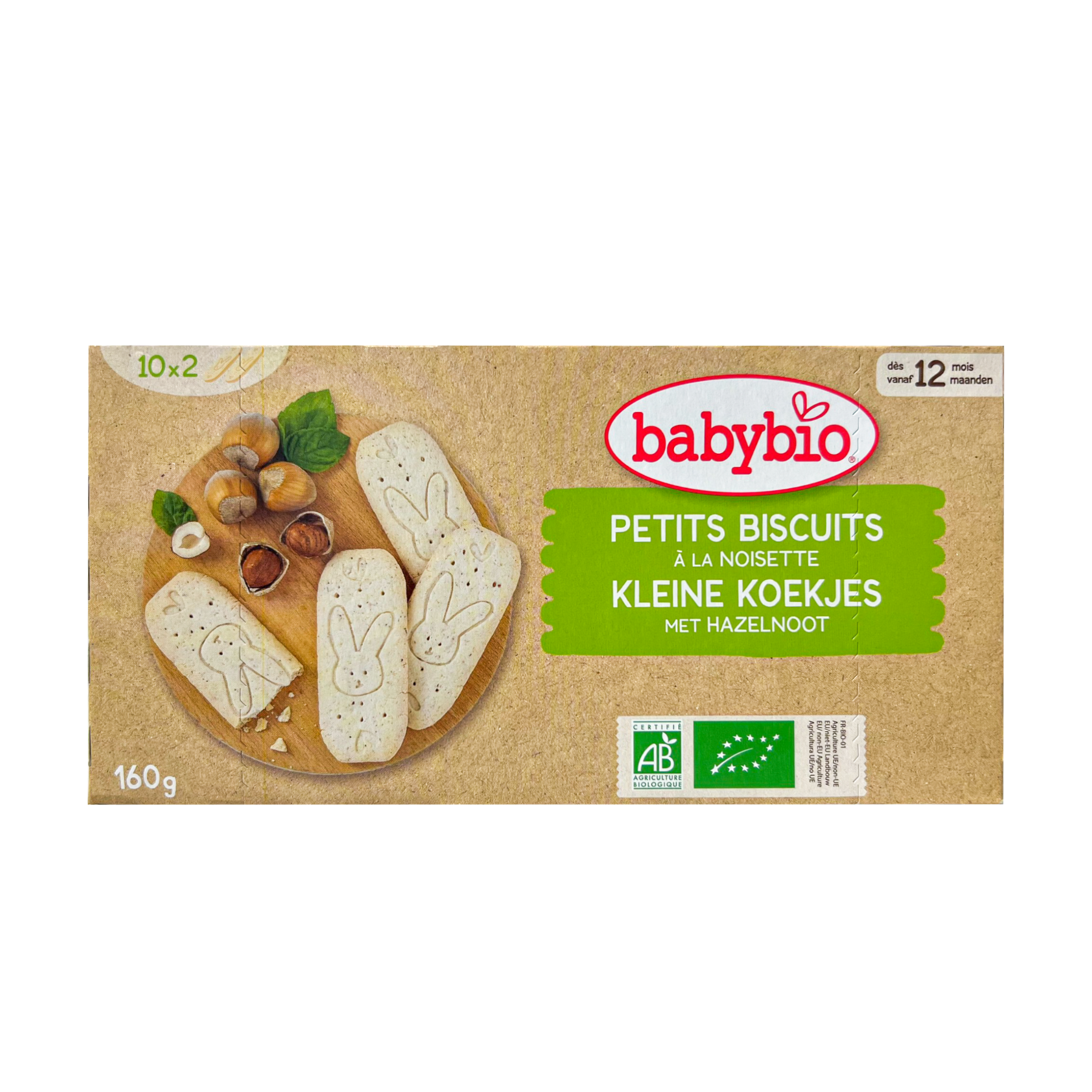 Thực phẩm bổ sung bánh quy ăn dặm hữu cơ vị hạt phỉ Babybio 160g (≥ 12 tháng)