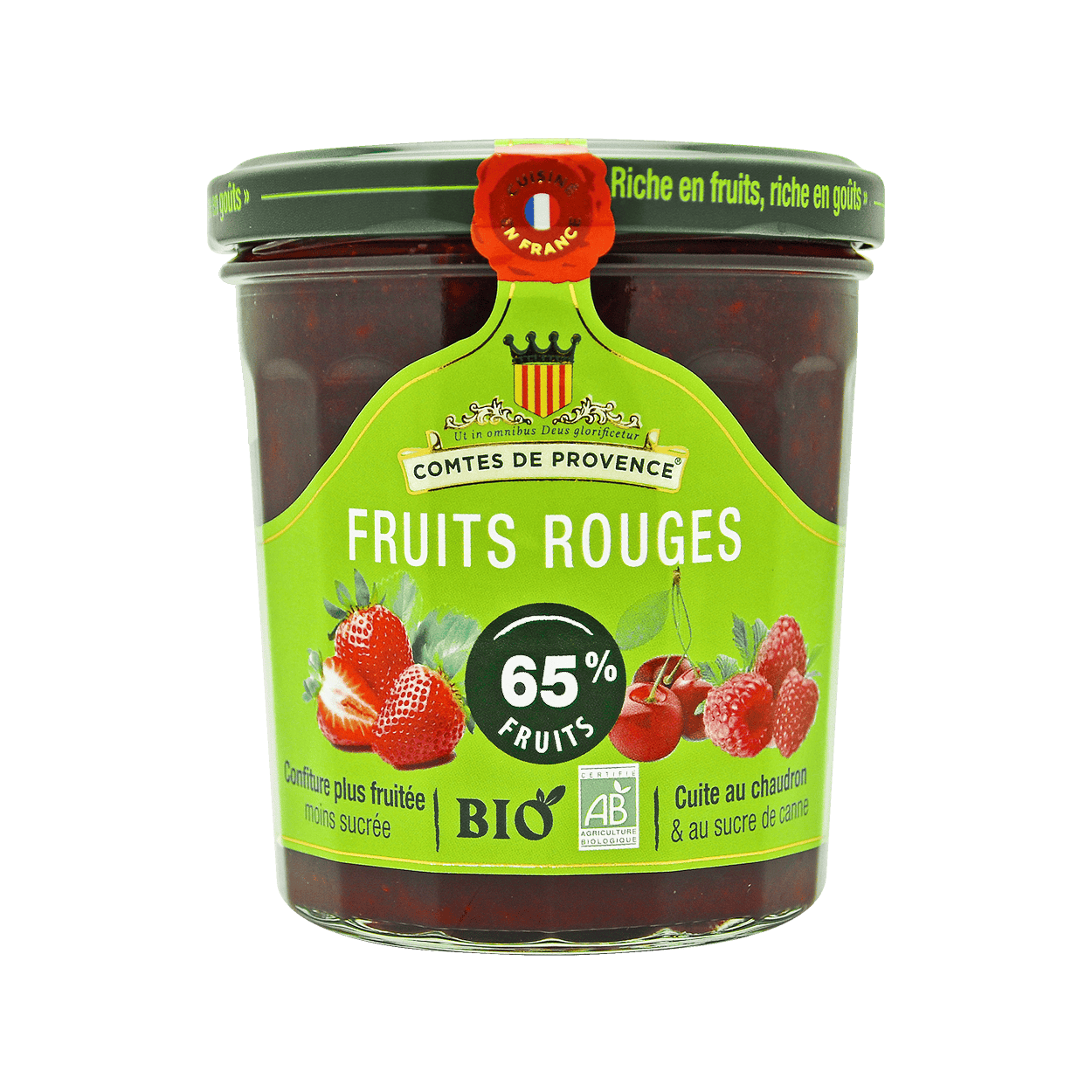 Mứt dâu tây, anh đào, mâm xôi hữu cơ Comtes de Provence 350g