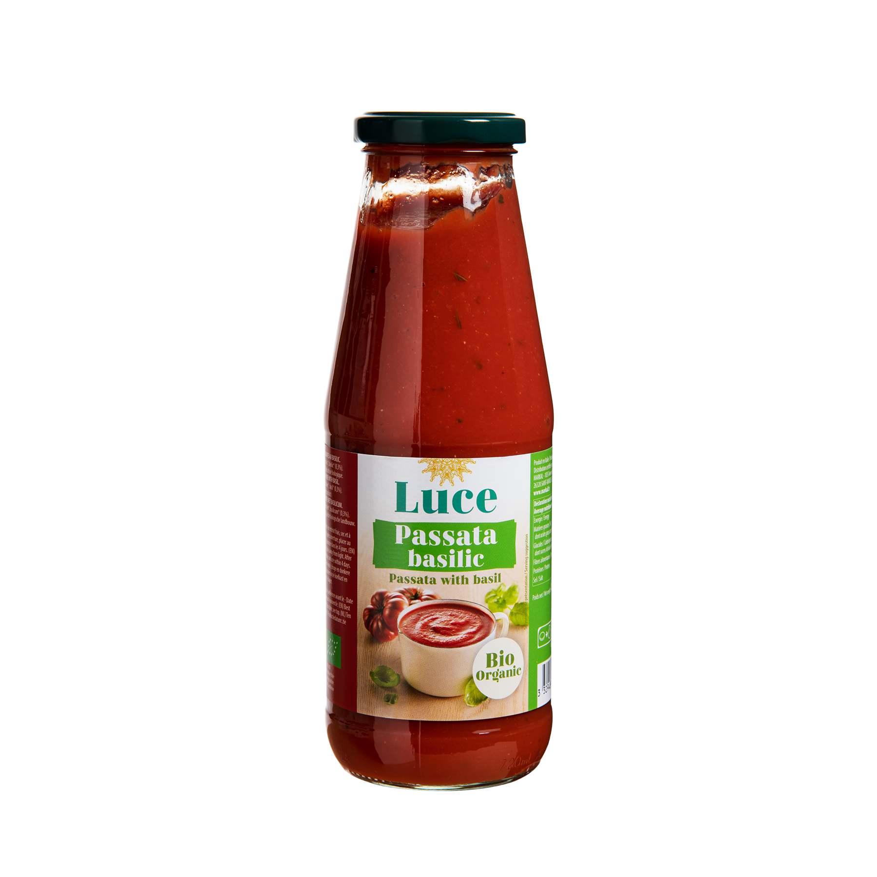 Sốt cà chua húng quế hữu cơ Passata Luce 680g