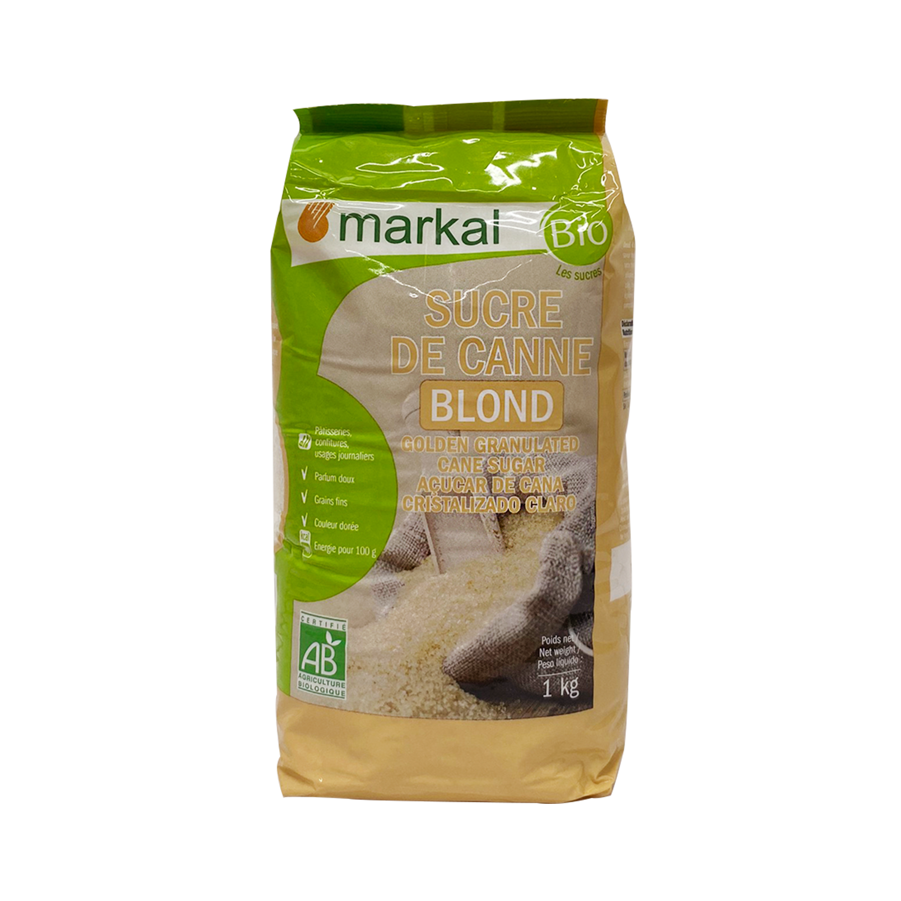 Đường mía thô hữu cơ hạt nhỏ Markal 1kg