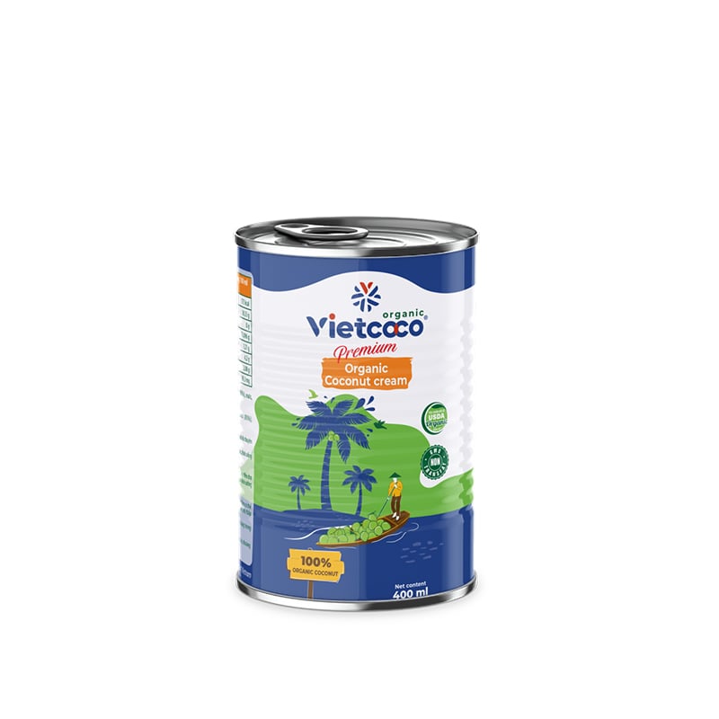 Nước cốt dừa tươi Premium Organic VIETCOCO - Lon 400ml