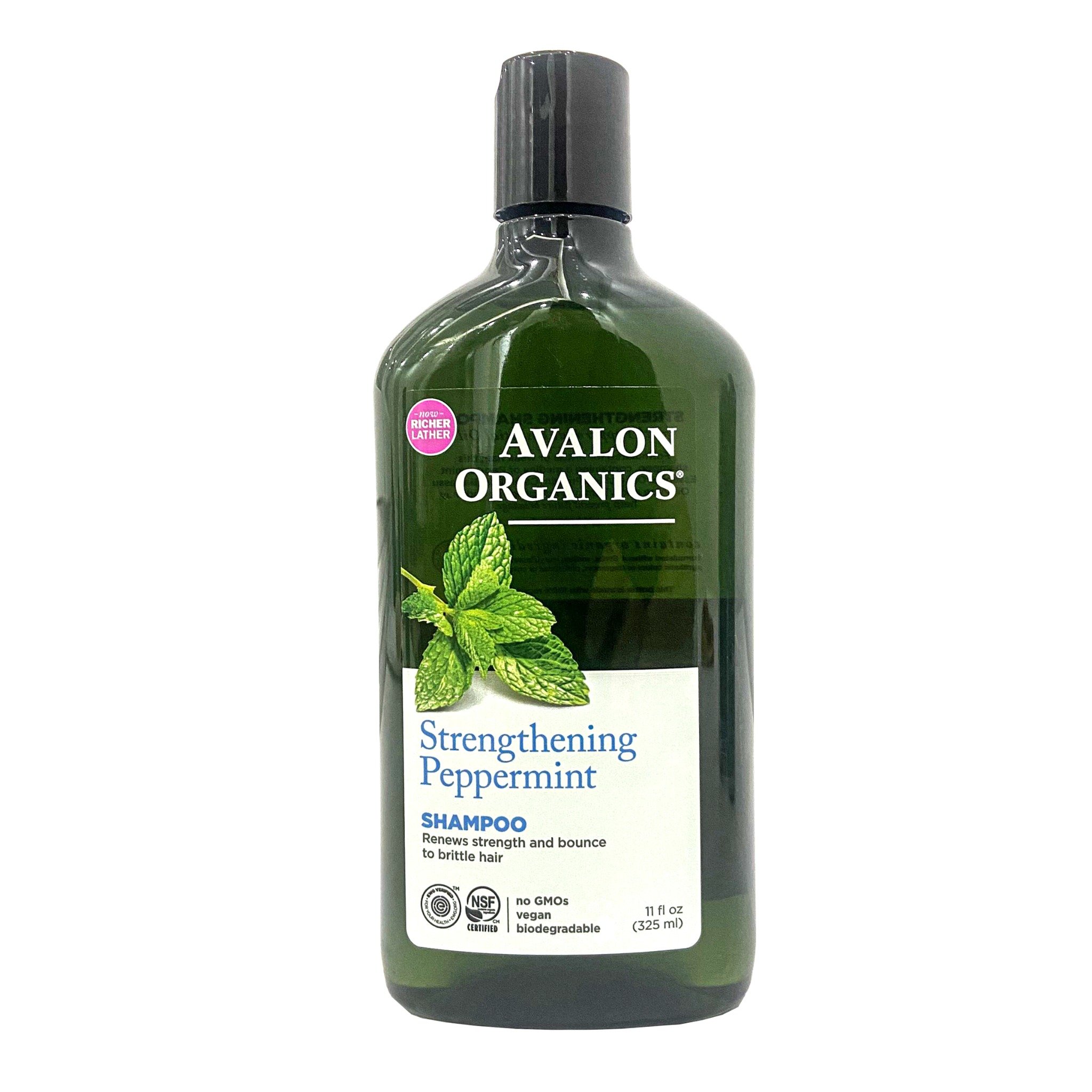 Dầu gội hữu cơ Avalon Organics hương bạc hà dành cho tóc yếu, dễ gãy rụng 325ml