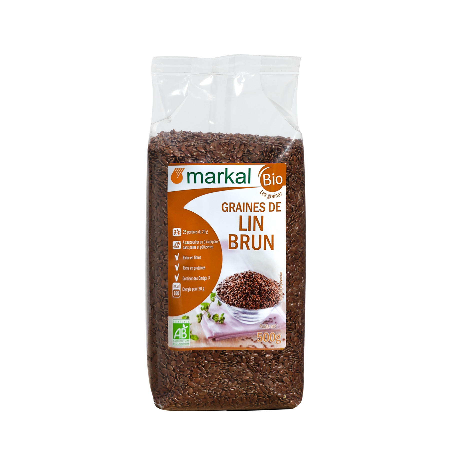 Hạt lanh nâu hữu cơ markal 500g