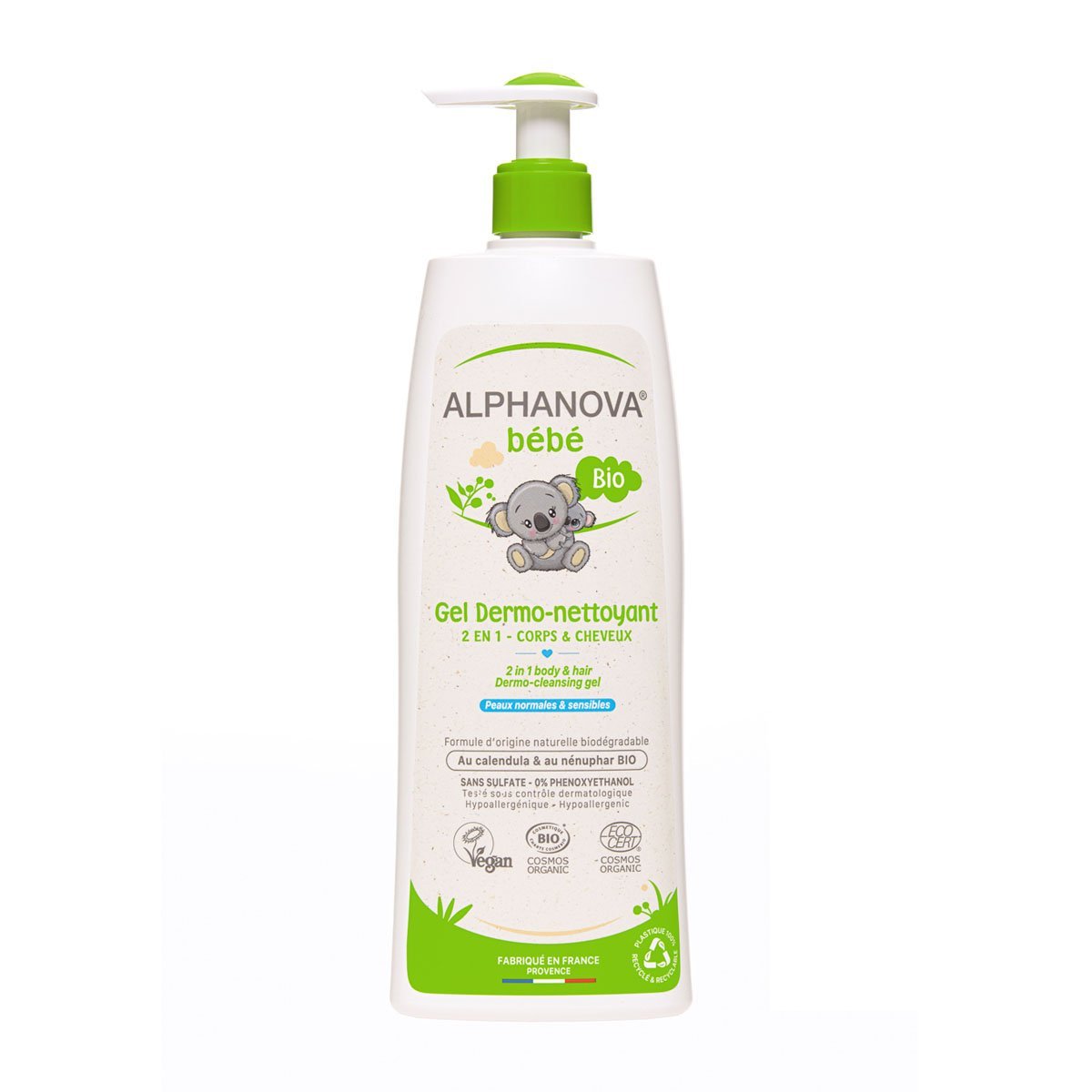 Gel tắm gội hữu cơ cho bé Dermo Cleansing Alphanova Bebe 500ml