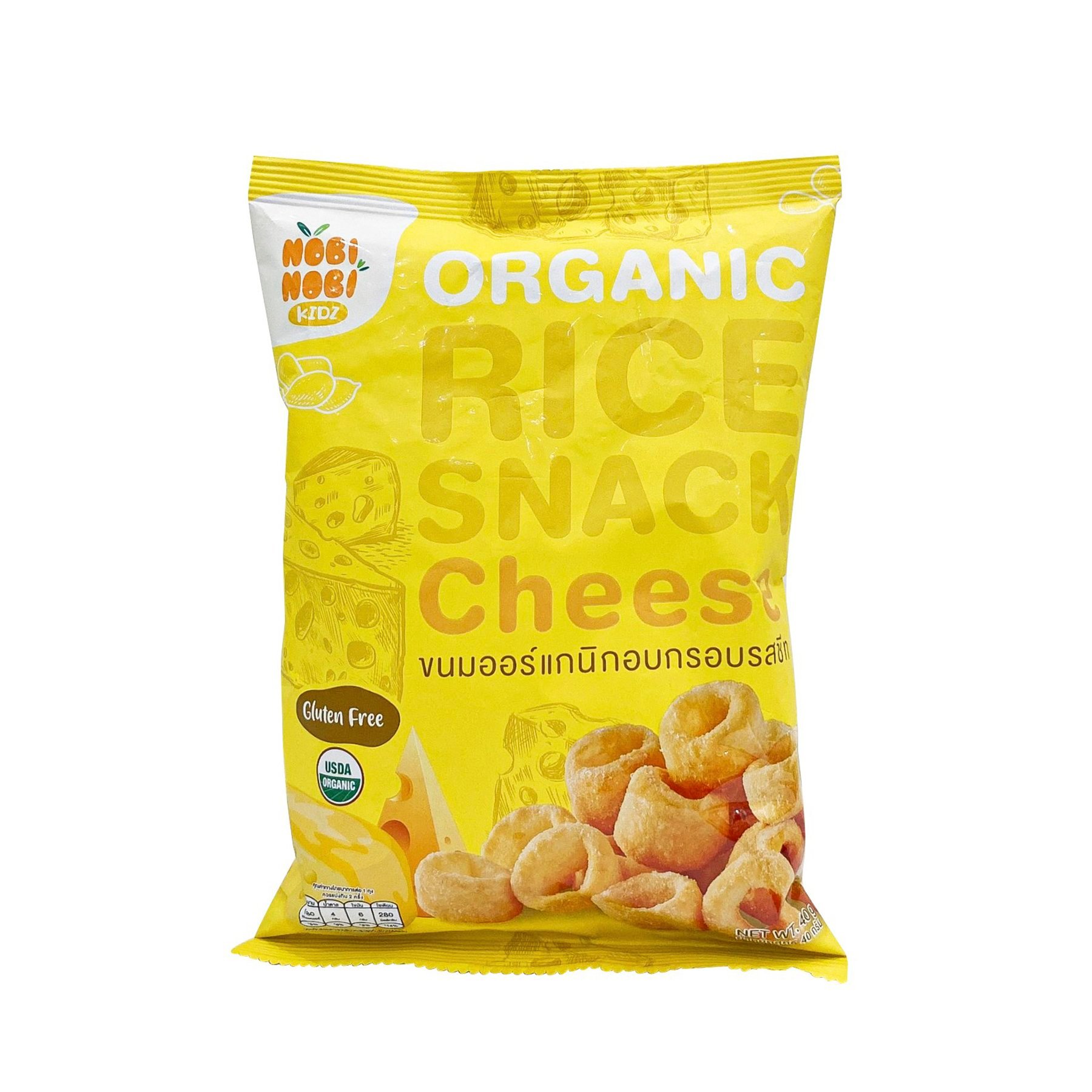 Thực phẩm bổ sung bánh snack gạo hữu cơ Nobi Nobi vị phô mai 40g