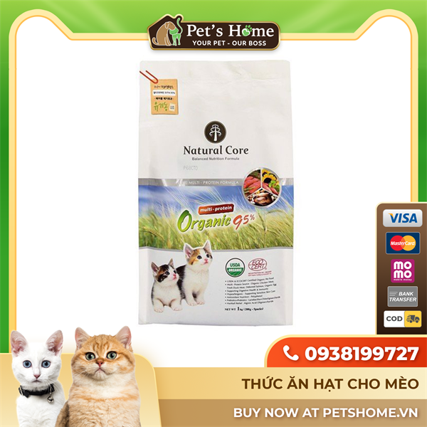 Thức ăn giàu đạm cho mèo 95% Natural Core 1kg