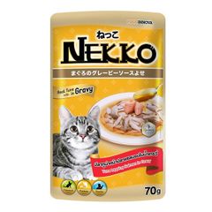Pate Nekko Gravy thức ăn ướt dạng sốt giúp bổ sung các chất dinh dưỡng cần thiết và hỗ trợ tiêu hoá cho mèo Thái Lan gói 70g