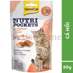 Bánh thưởng Gimcat Nutri Pockets snack viên giòn có nhân không ngũ cốc giúp sạch răng cho mèo Đức 60g