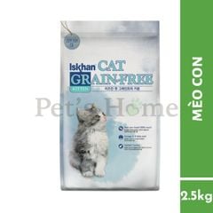 Hạt Iskhan Grainfree [2,5kg] thức ăn cho mèo Kitten, Adult trị hairball, chống rụng lông Hàn Quốc