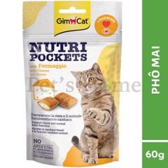 Bánh thưởng Gimcat Nutri Pockets snack viên giòn có nhân không ngũ cốc giúp sạch răng cho mèo Đức 60g