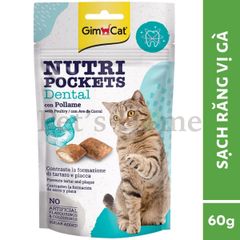 Bánh thưởng Gimcat Nutri Pockets snack viên giòn có nhân không ngũ cốc giúp sạch răng cho mèo Đức 60g