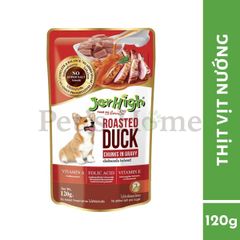 Pate Jerhigh thức ăn uớt dạng thịt sốt bổ sung Vitamin E, Kẽm, Biotin giúp nuôi dưỡng da lông cho chó Thái Lan gói 120g